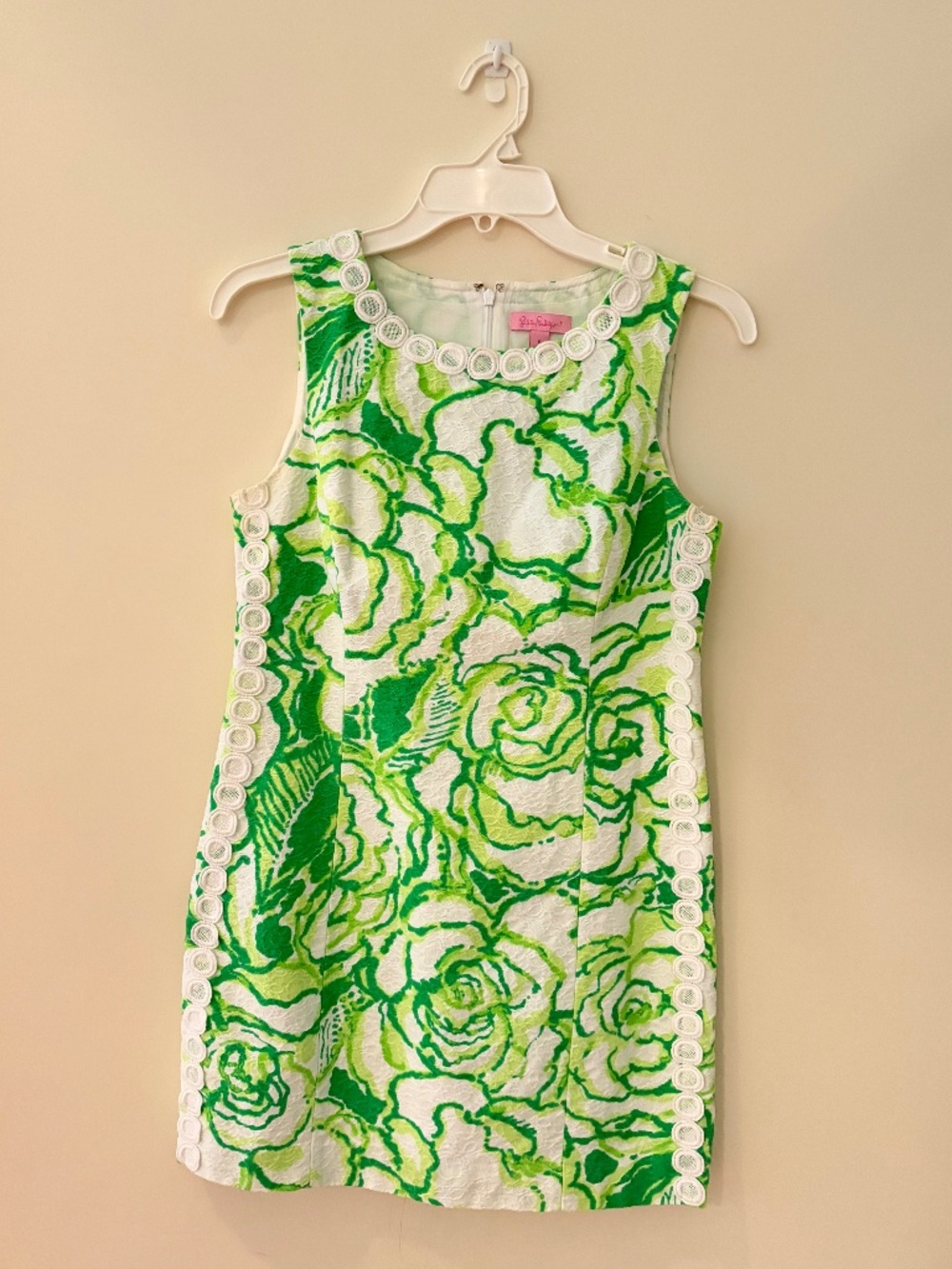Lilly Pulitzer Mila Resort White Heart Breaker Jacquard Lace Trim Shift Dress